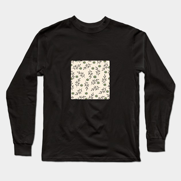 Leaf Seamless Pattern Long Sleeve T-Shirt by Cylien Art